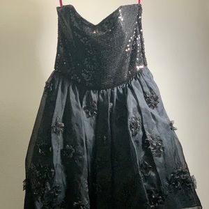 Betsey Johnson Black Sequin Corset Top Dress